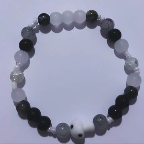 White and Black  Mushroom Bracelet - Picture 1 of 4